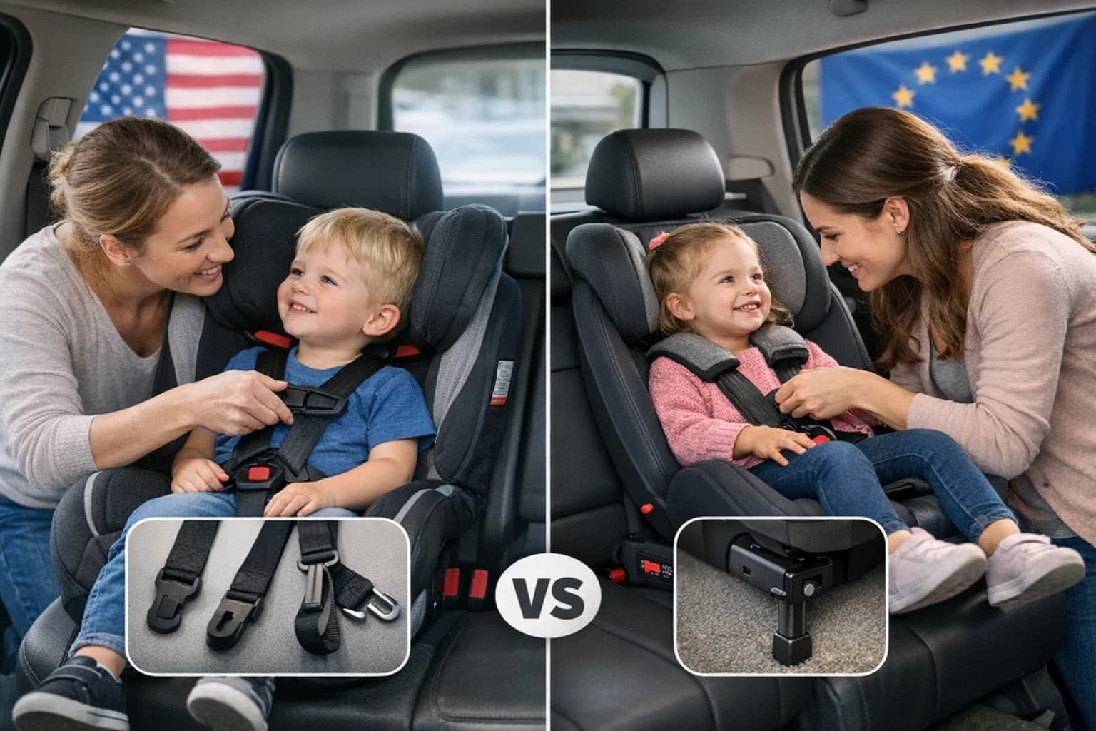 So sánh tiêu chuẩn an toàn ghế ô tô của Mỹ (FMVSS 213) và Châu Âu (ECE)