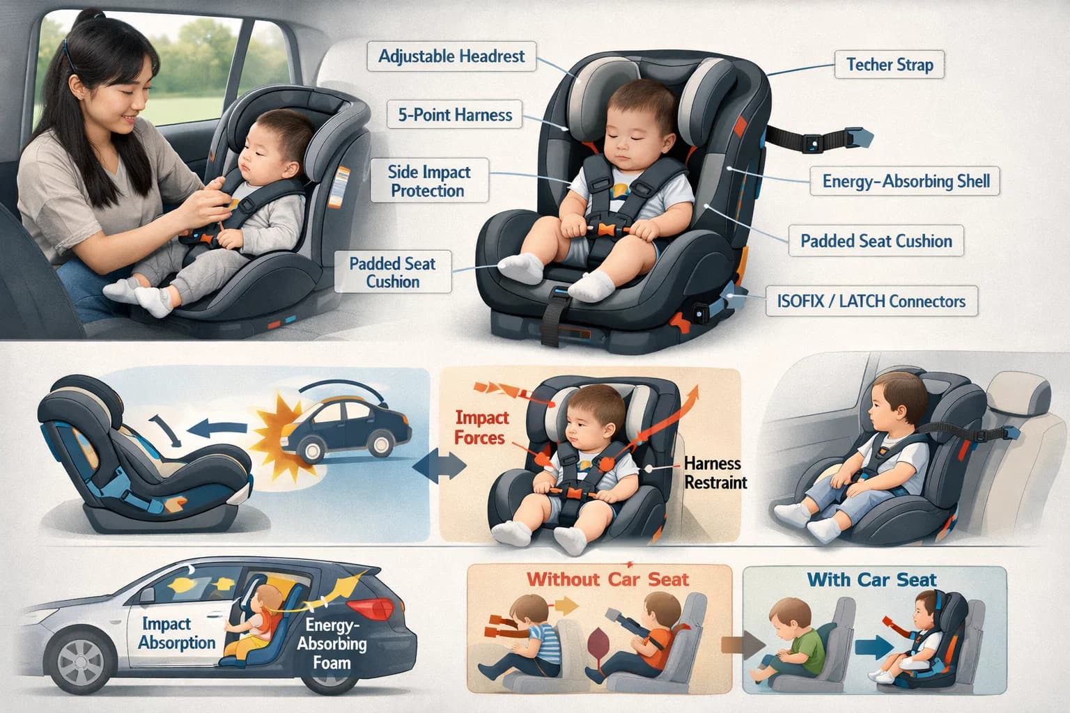 Ghế ô tô cho bé là gì? Cấu tạo và nguyên lý bảo vệ chuyên sâu (2026)