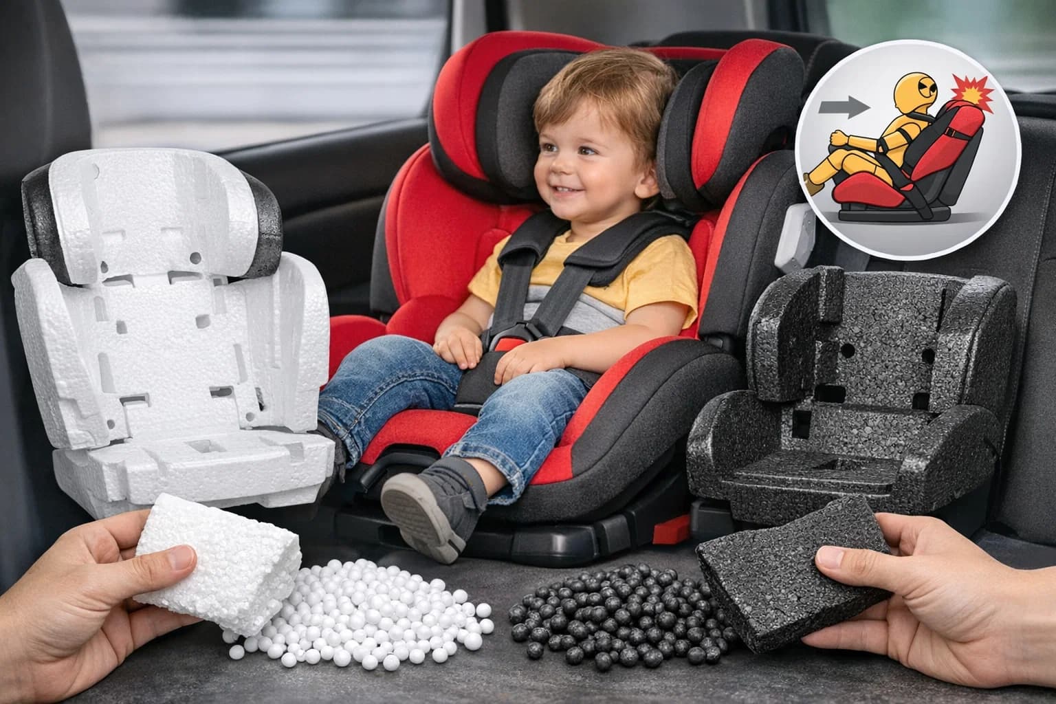 Chất liệu EPS và EPP trong ghế ô tô là gì? Tại sao chúng bảo vệ được bé?
