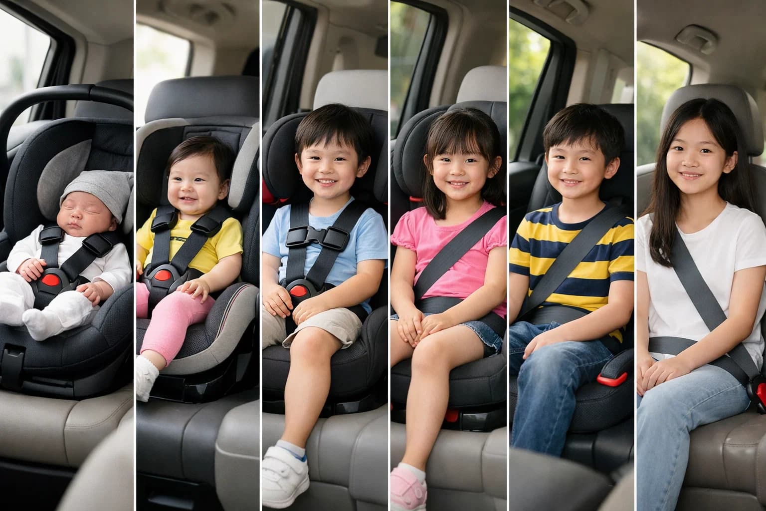Độ tuổi nào trẻ có thể bắt đầu sử dụng ghế ô tô? Hướng dẫn từ sơ sinh đến 12 tuổi