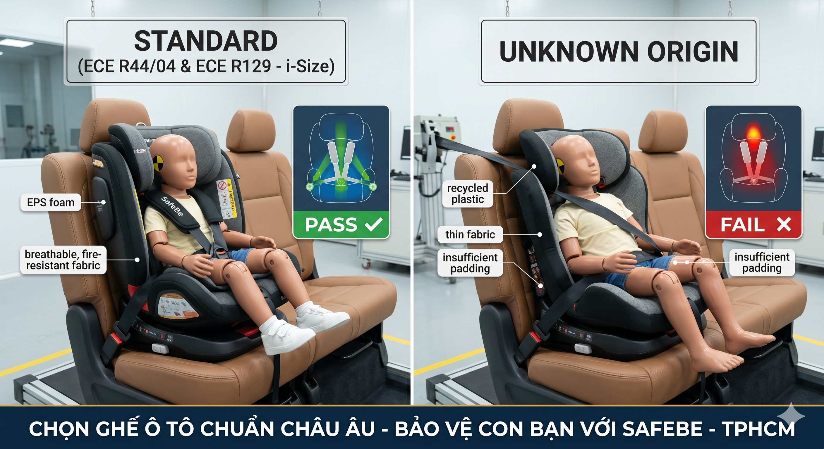 So Sánh Ghế Ô Tô Chuẩn Châu Âu Và Ghế Không Rõ Nguồn Gốc: Lựa Chọn Nào Cho Sự An Toàn Của Bé?